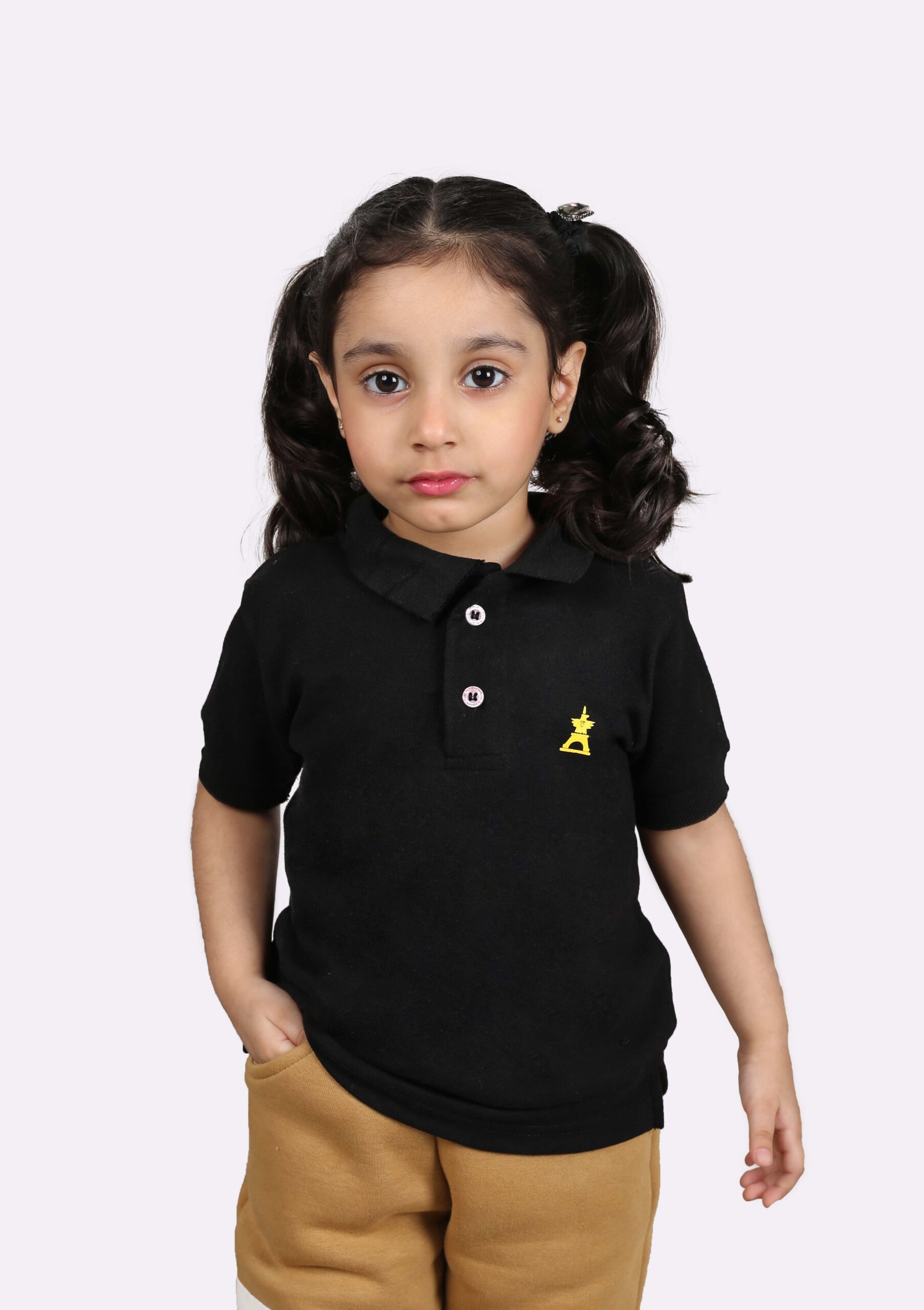 auto draft Kids Black Cotton Polo T-Shirt (Unisex)