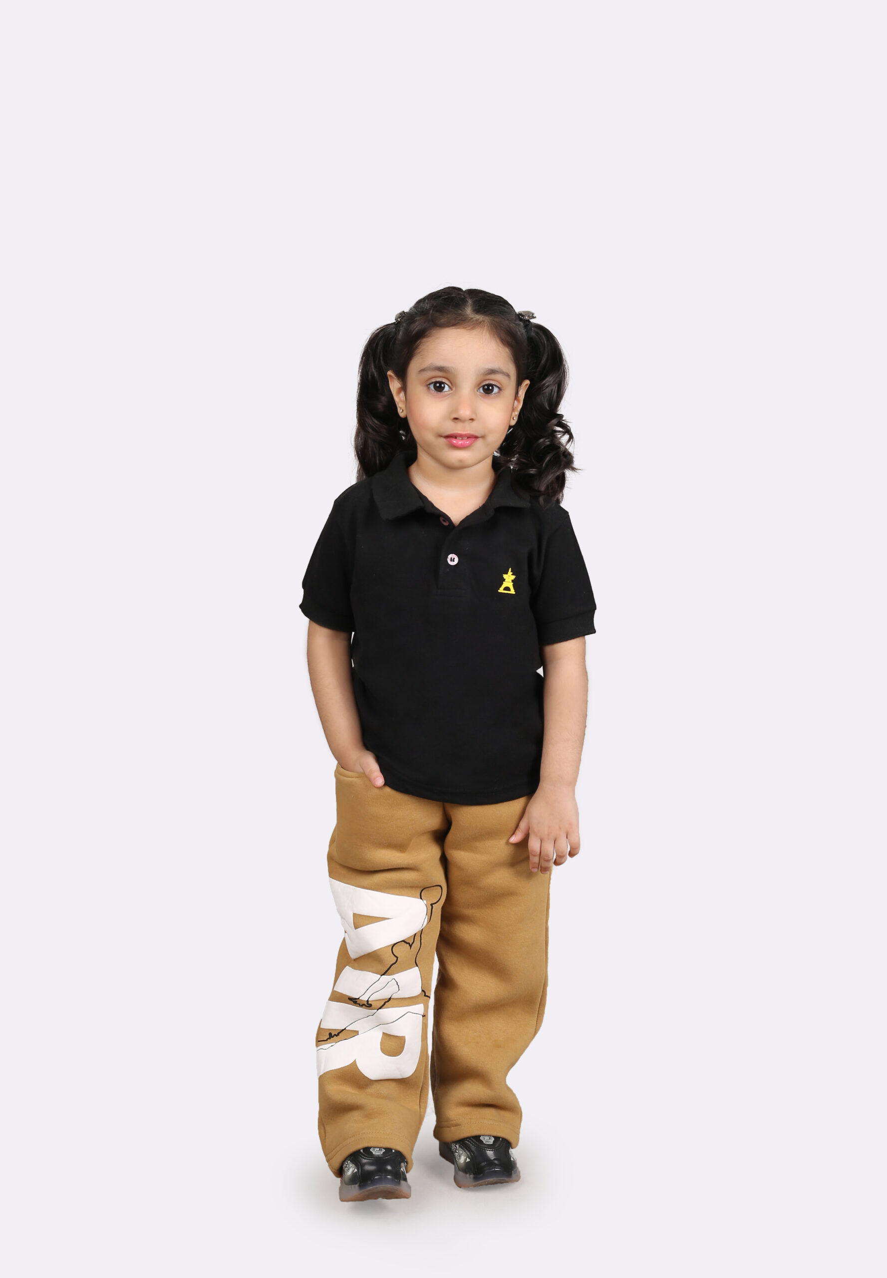 auto draft Kids Black Cotton Polo T-Shirt (Unisex)